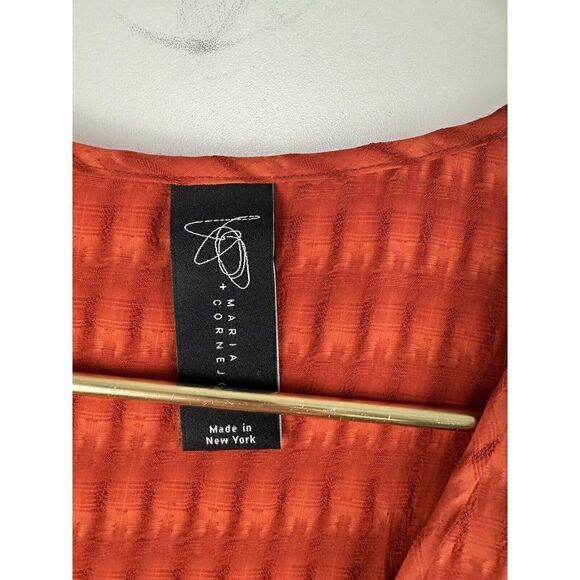 Zero + Maria Cornejo Sz 6 Cap Sleeve Midi Dress Earthy Orange Slit Boho Summer - Picture 5 of 6